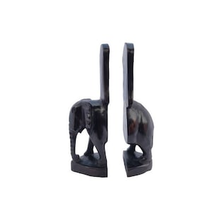 Vintage Hand Carved African Elephant Bookend
