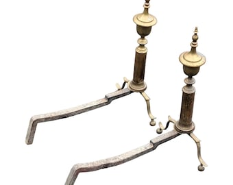 Par de morillos de hierro estilo francés de la década de 1950