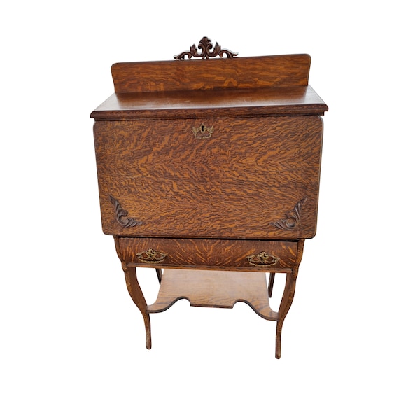 Vintage Tiger Oak Secretary Desk - Early 20th Century Baker & Co.