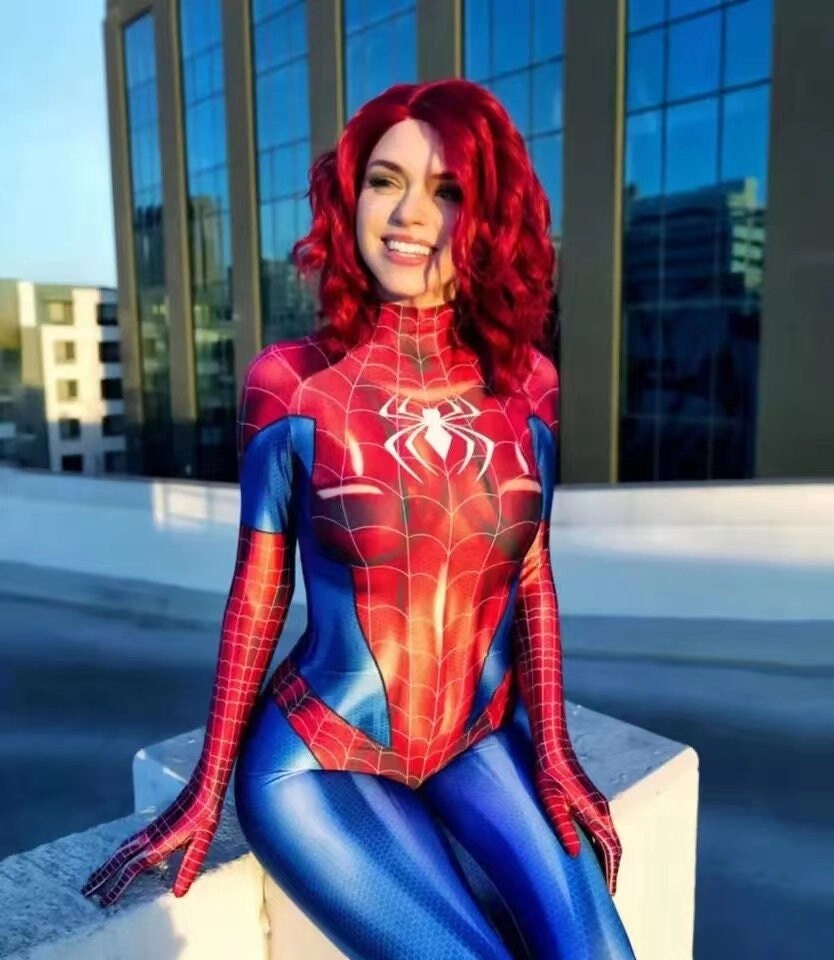 Women Spider Girl Halloween Cosplay Costume Lycra Fabric Bodysuit Venom Zentai Suit With/Without