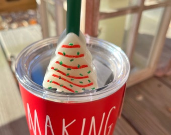Little Snack Cake Christmas Tree Cake Straw Topper Glows in the Dark!