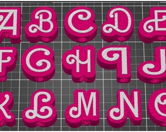 Full Alphabet 26 Total STL Files Cute Cursive Monogram Straw Topper STL 3D Print File 11mm Width Straw / Fits Stanley 40 oz Tumbler