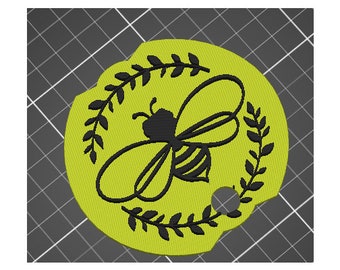 Fancy Farmhouse Spring Bee Circle Round Straw Lid Topper Tumbler Plate Tag STL 3D Print File 40 oz Tumblers Large 11.2 Straw Width