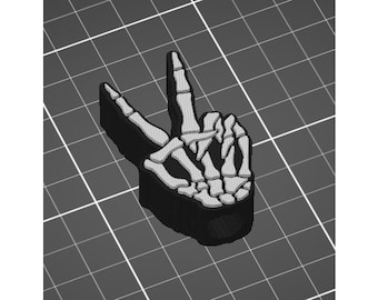 Skeleton Peace Hand Straw Topper STL 3D Print File