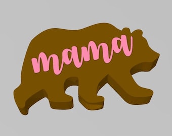 Mama Bear Mom Momma Animal Straw Topper STL 3D Print File Fits 20 30 40 oz Tumblers 10 mm Straw / Digital File for 3D Printing
