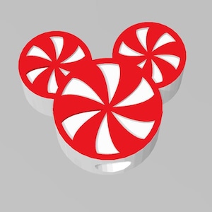 Peppermint Christmas Mouse Ears Straw Tumbler Topper STL 3D Print File / for Stanley Large Straw / 10mm Hole / Tumbler Charm Cup Topper