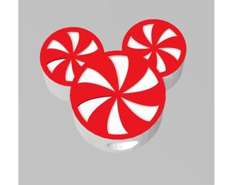 Peppermint Christmas Mouse Ears Straw Tumbler Topper STL 3D Print File / for Stanley Large Straw / 10mm Hole / Tumbler Charm Cup Topper