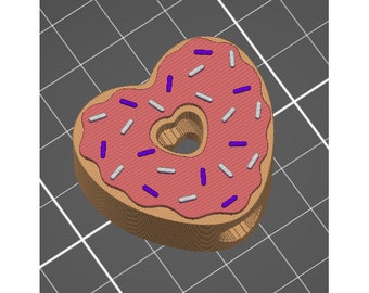 Heart Shaped Valentine Donut with Sprinkles Straw Topper STL 3D Print File 11mm Straw Width Fits 40 oz tumbler straw