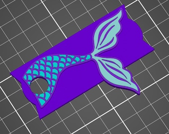 Mermaid Tail Summer Straw Topper Tumbler Lid Topper Plate Tag STL 3D Print File 40 oz Tumblers Large Straw 11.2mm Opening Multicolor Layered