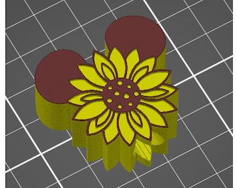Magical Mouse Ears Sunflower Summer Straw Topper STL 3D Print File Fits Stanley 40 oz Tumbler