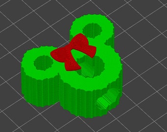Kerstmuiskrans met strik Strotopper STL 3D-afdrukbestand bekertopper Digitaal bestand 10 mm rietje