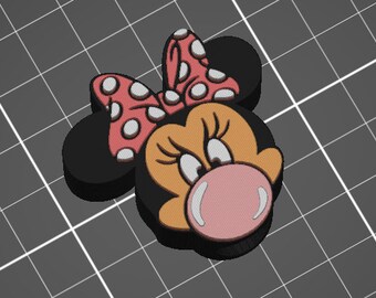 Magic Girl-muis met strik Gum Bubblegum Bubbles Strotopper STL 3D-printbestand 11 mm opening rietje / Past op populaire bekers van 40 oz