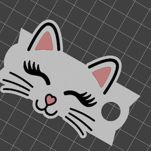 Söt katt med morrhår och hjärta, tumbleretikett, lock, toppingtillbehör, STL 3D-utskriftsfil / för populär q 2.0 40 oz tumbler 11 mm sugrör