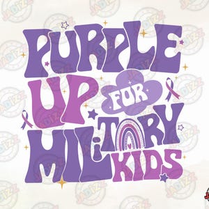 Purple Up voor militaire kinderen Png, bloemig militair kind, militaire kindermaand, paarse lintgeschenken, bewustwording van militaire kinderen, direct downloaden