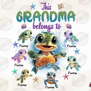 Personalisiert Diese Oma gehört zu Png, Schildkröte Mama Png, Enkel Schildkröte, Mama Png, Muttertag, Liebe Ozean, Custom Oma, Sublimation