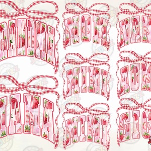 Retro Mama PNG Bundle, Mimi Nana Oma Tante, Erdbeere Beere, Erster Sommer, Varsity Beliebte Ästhetik, Trendy Mom, Sofortiger Download
