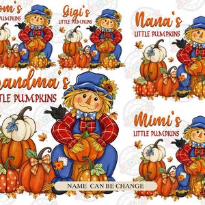 Personalized Grandma’s Little Pumpkins PNG, Fall Scarecrow Sublimation, Custom Family Pumpkin Patch,Autumn Grandkids Name Design,Sublimation