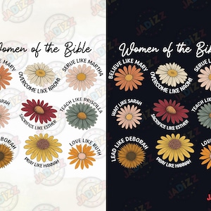 Kobieta Biblii Chrześcijańska PNG, Retro Sublimacja Projekt, Boho Daisy DTF Koszulka Projekt, Wiara Oparta na Biblii Werset Cyfrowe Pobieranie, Wiosna