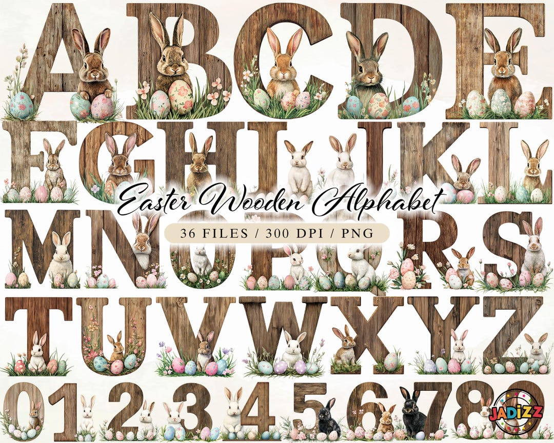 Letter Pattern Easter Easter Wooden Alphabet, Easter Clipart Png, Bunny Doodle Letters, Hand ...