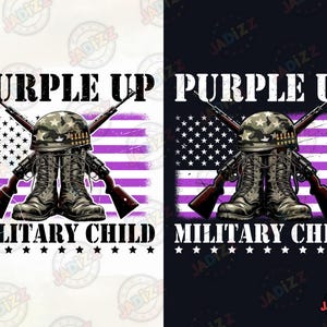 Paars omhoog militair kind PNG, militaire kindermaand PNG-clipart, militaire kindermaand, militair kind sterk, wij dragen paars, sublimatie