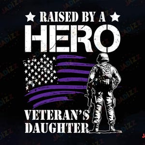Aufgewachsen von einer Helden-Veteranentochter Png, Militärkindermonat, Lila Band, Militärkinderbewusstsein, Sublimation, Sofortiger Download