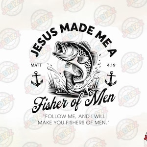 Jesus me fez um pescador de homens SVG PNG, Camisetas cristãs para homens, Svg cristão, Versículo da Bíblia, Presentes para pescadores Svg, Fisher Papa, Sublimação