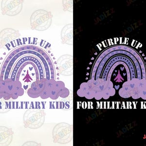 Purple Up für Militärkind Regenbogen Png, Purple Up Design, Kindershirt, Wertschätzung für Militärmütter, Bewusstsein für Militärkinder, Sofortiger Download