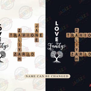 Personalized Family Crossword Name Sign, Grandkid Name Sign, Gift For Grandma, Family Scrabble, Family Name Crossword, Sublimation Download