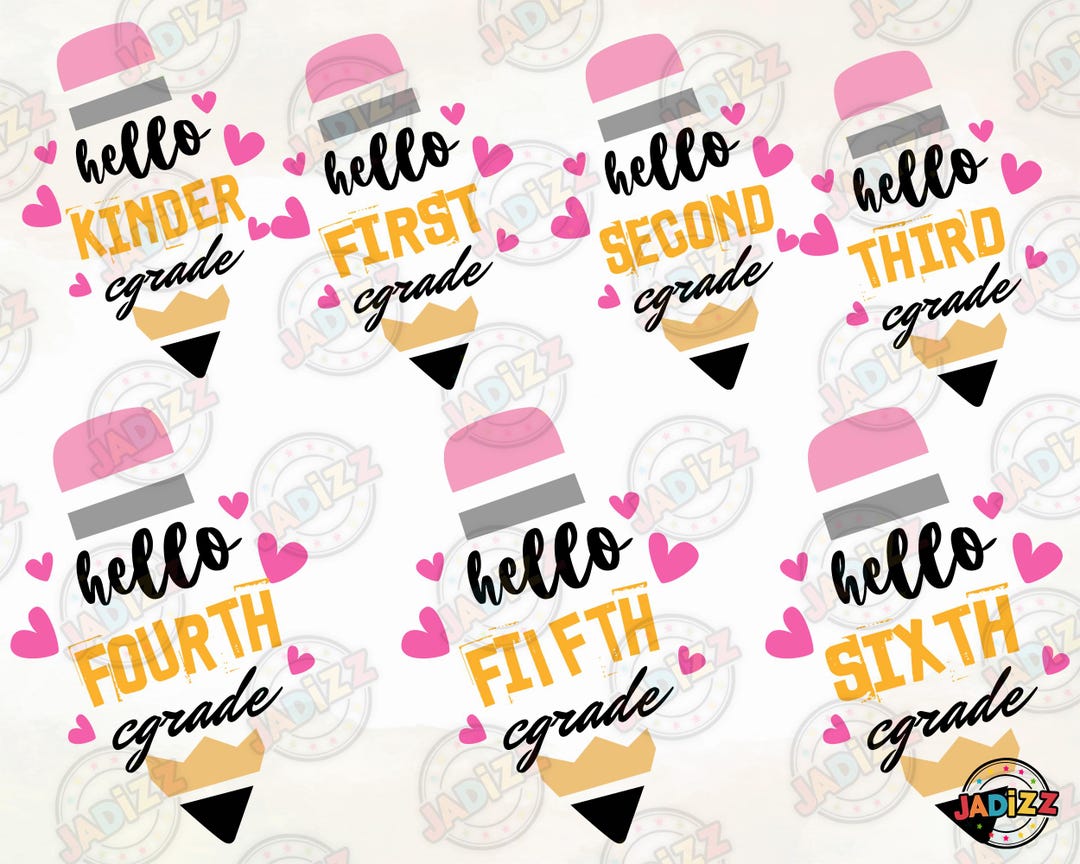 Back to School Pencil SVG PNG Bundle, Grade Level, Teacher Svg ...
