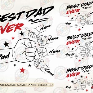 Pacchetto personalizzato di pugni incrociati per la festa del papà in formato SVG e PNG, Pugno incrociato per il miglior papà di sempre per bambini piccoli in formato SVG, Festa del papà in formato SVG, Pugno incrociato tra padre e figlio in formato SVG