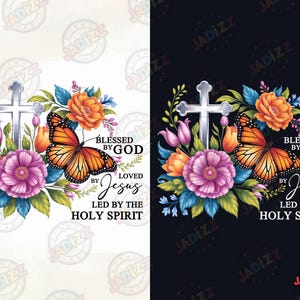 Gesegnet von Gott, geliebt von Jesus PNG Design, Glaube Png, Schmetterling Png, Bibel Png, christliches Png, religiöses Png, christliche Zitate, Sublimation