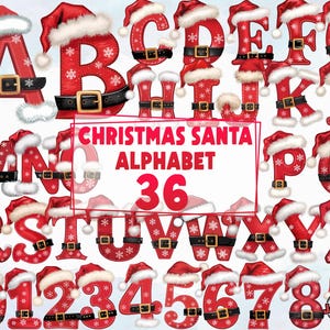 Alfabeto De Natal PNG, Letras De Natal Números Clipart, Santa Alfabeto PNG Fonte De Natal, Feliz Natal Doodle Santa Font Cliparts