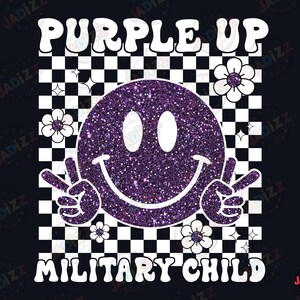 Groovy Purple Up für Militärkinder PNG, Militärkind Monat Design, Wir tragen Lila, Sofortiger Download, Militärkind stark, Sublimation