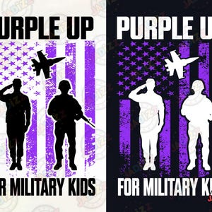 Purple Up voor militaire kinderen Png, bloemig militair kind, militaire kindermaand, paarse lintgeschenken, bewustwording van militaire kinderen, direct downloaden