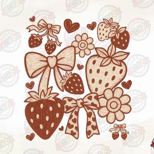 Coquete de Morango Boho PNG, Morangos Preppy PNG, Morango de Verão PNG, Verão Boho PNG, Download Instantâneo, Sublimação