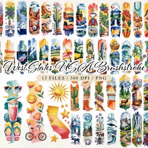 West States USA Brushstroke PNG,Brushstroke Png, Western PNG, Southwestern Png, Boho Png, Trendy Png, Paint Stroke Png, Digital Download