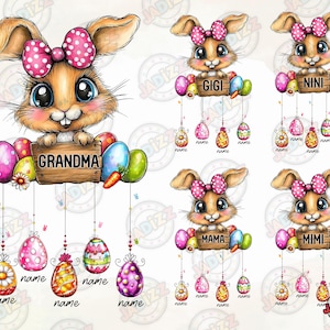 Personalisiertes Osterhase Png, Personalisierte Eier Png, Frohe Ostern Png, Süßer Hase Png, Personalisierter Kindername, Geschenke für Mama, Sublimation