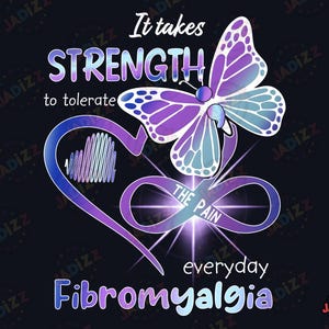 Es braucht Kraft, um den Schmerz zu ertragen. Fibromyalgie im Alltag. PNG, Lila Band, Fibromyalgie-Krieger, Fibromyalgie-Bewusstsein, Sublimation