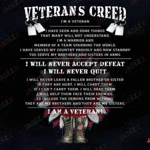 Creed dei Veterani, Sublimazione PNG, Giorno dell'Indipendenza, 4 Luglio, Veterano degli Stati Uniti, Bandiera degli Stati Uniti, Download Digitale, Sublimazione