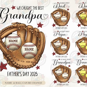 Personalized We Caught The Best Dad Baseball Png,Softball,Father’s Day Png, Gift For Husband, Gift For Dad,Custom Kid Names,Sublimation