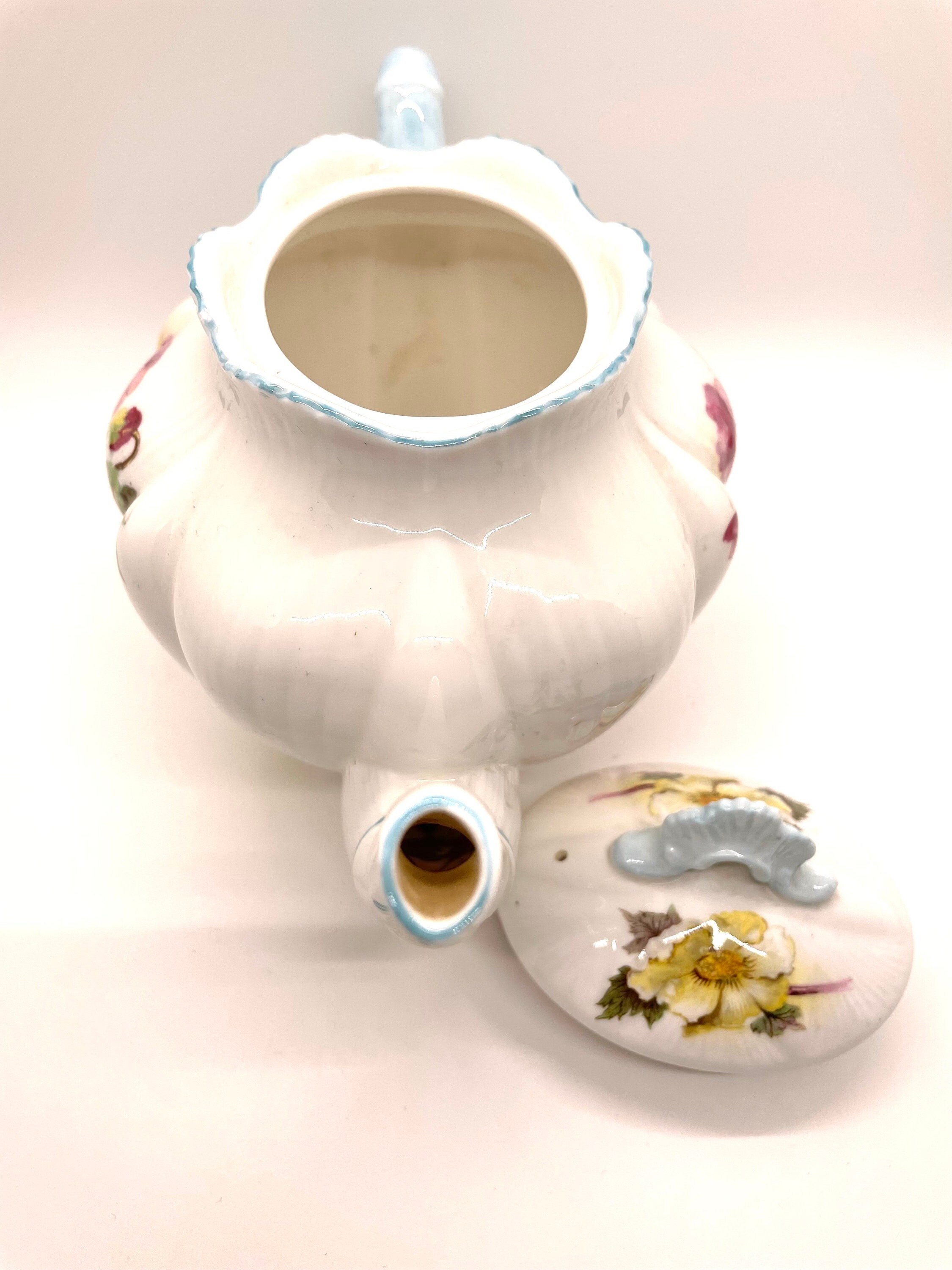 Shelley Fine Bone China Teapot, Dainty, Begonia, Tea Pot Lid Replacement, Vintage English Bone China, Made In England