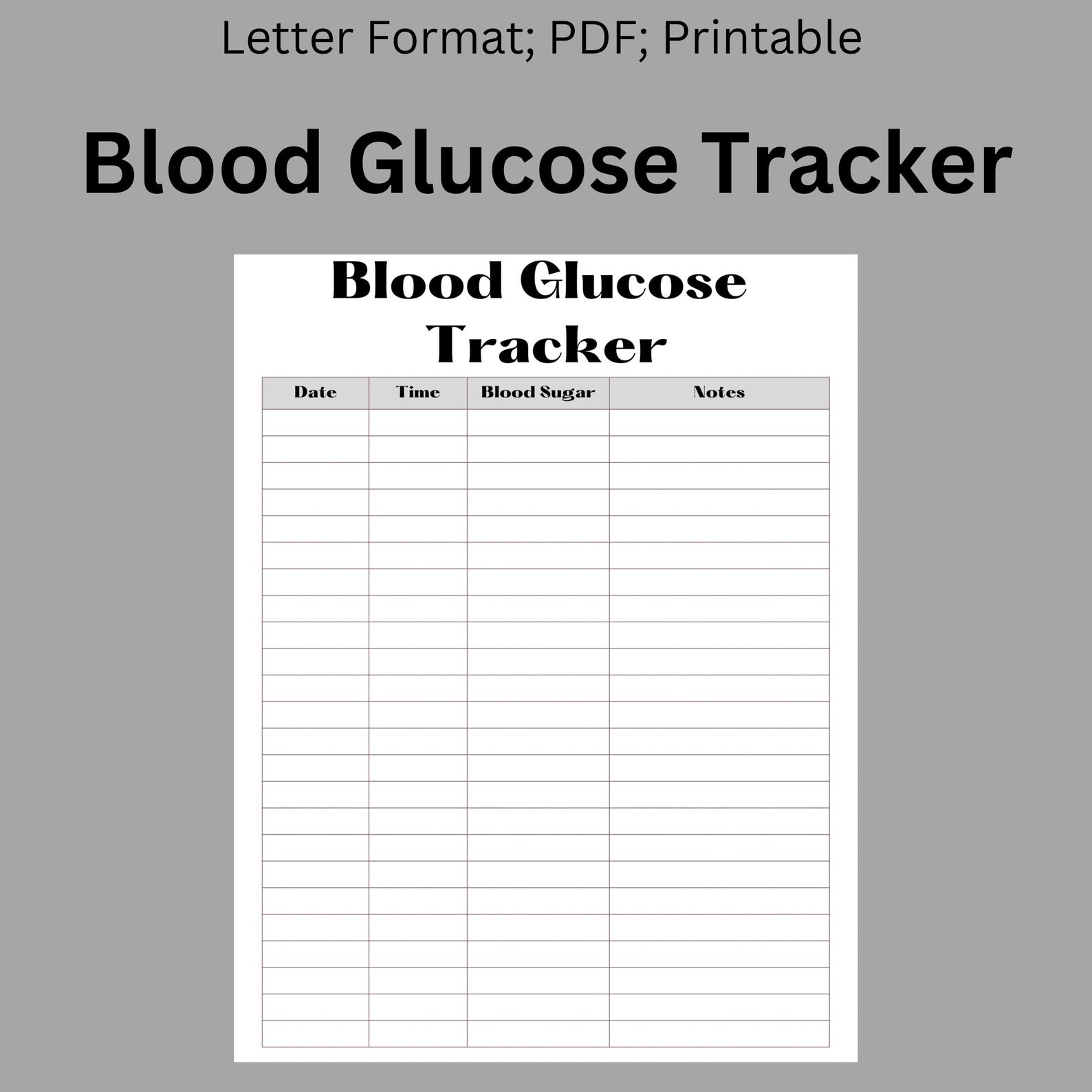 Printable Blood Glucose Tracker, Diabetes Management, Blood Sugar Log ...