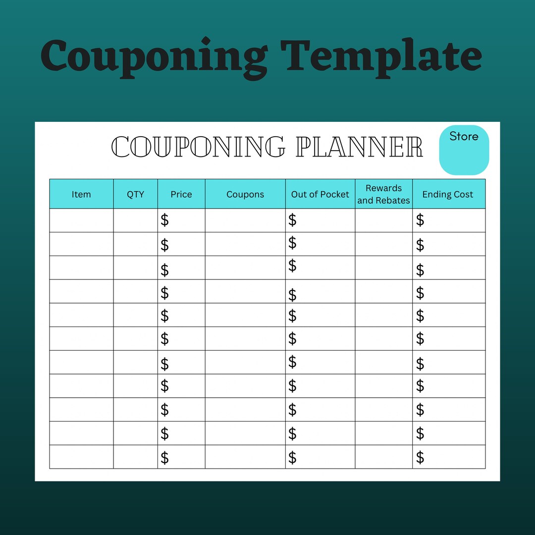 Couponing Planner Organizing Coupons Printable Template Net Etsy