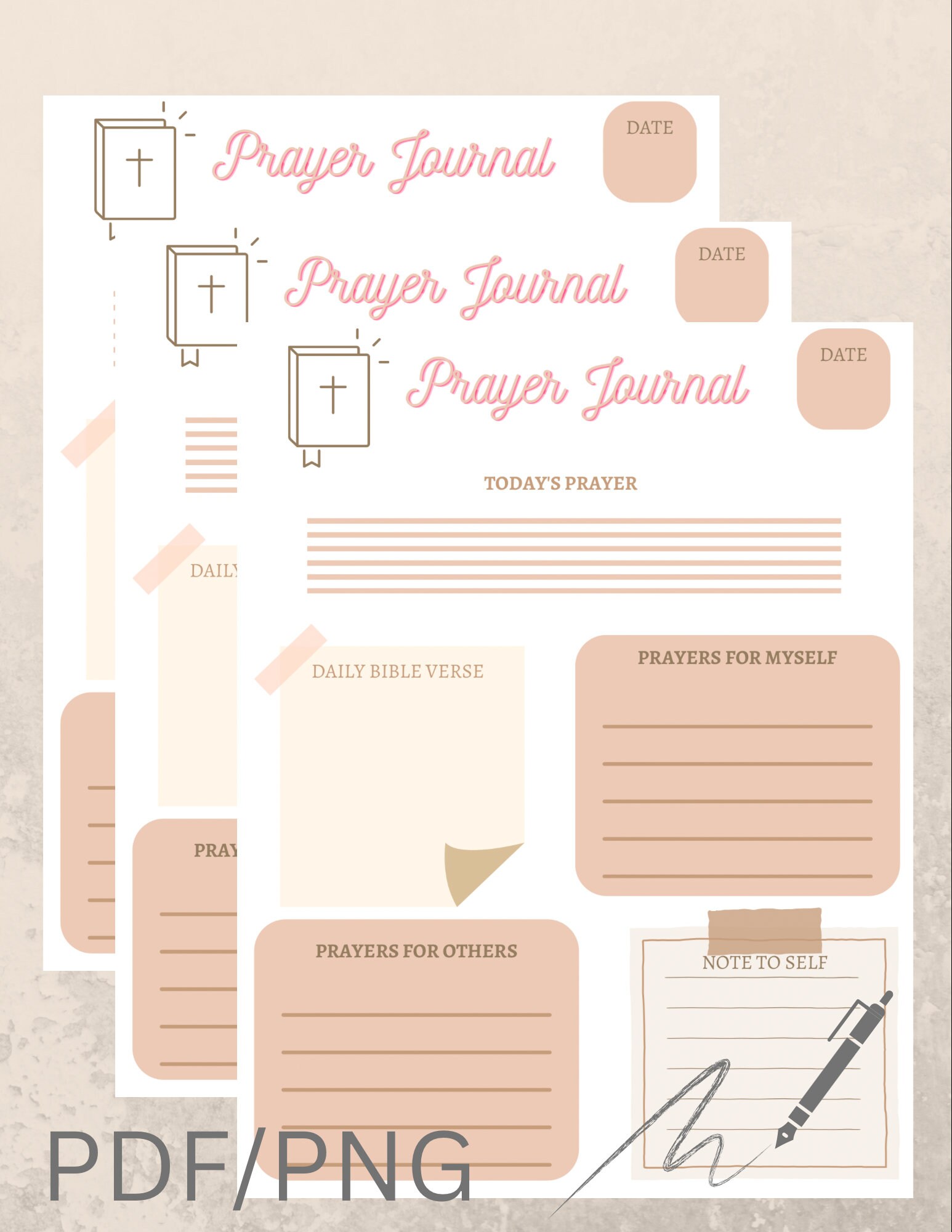 PRINTABLE PRAYER JOURNAL, Daily Prayer List, Journal Pages, Daily ...