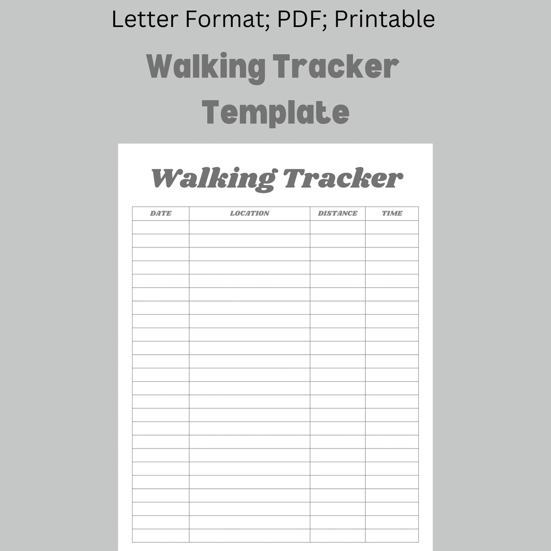 Printable Walking Tracker, Walking Journal, Walking Log, Daily Exercise