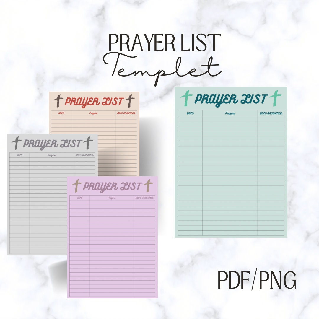 Printable Prayer List, Christian Prayer List, Printable Prayer List ...