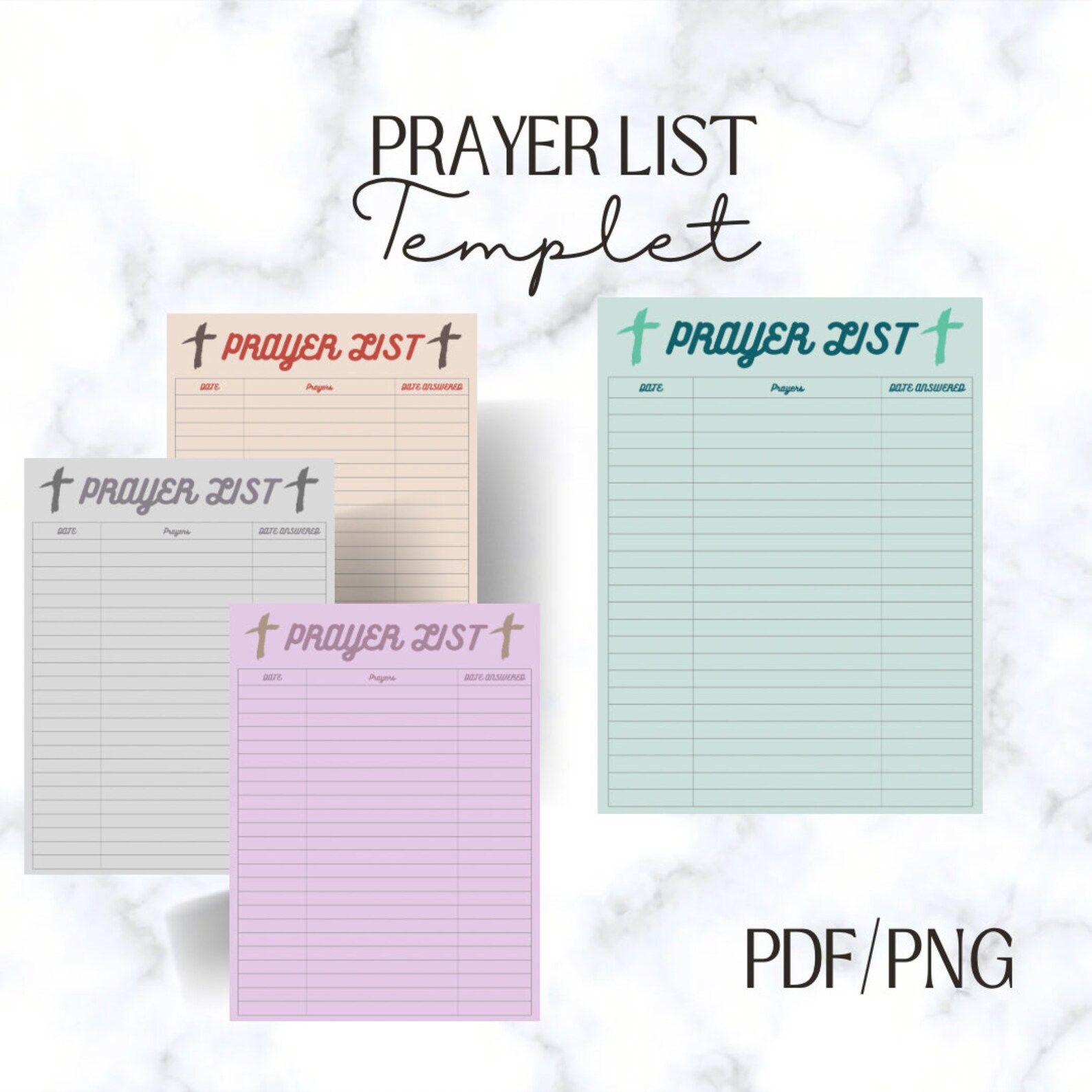Printable Prayer List, Christian Prayer List, Printable Prayer List, Color Options, Prayer Time ...