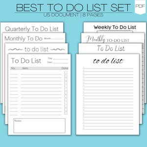 To Do List Bundle, Monthly To Do List, Weekly To Do List, Quarterly To Do List, Planner, Printable Planner, Digital Download, To Do List PDF