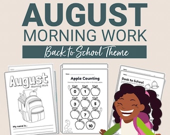 August Morning Work for Kindergarten | Back to School Worksheets, Educational Activity, Home Learning, Homeschool, Math, Reading Printable