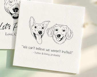 Aangepaste bruiloftservetten huisdierportret, gepersonaliseerde cocktailservetten